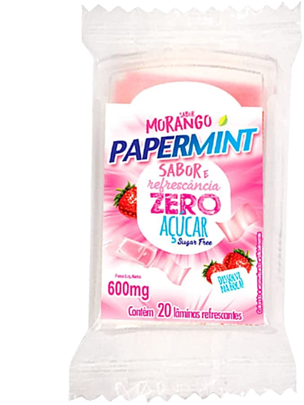 imagem de LAMINA BUCAL PAPERMINT 600MG MORANGO ZERO ACUCAR