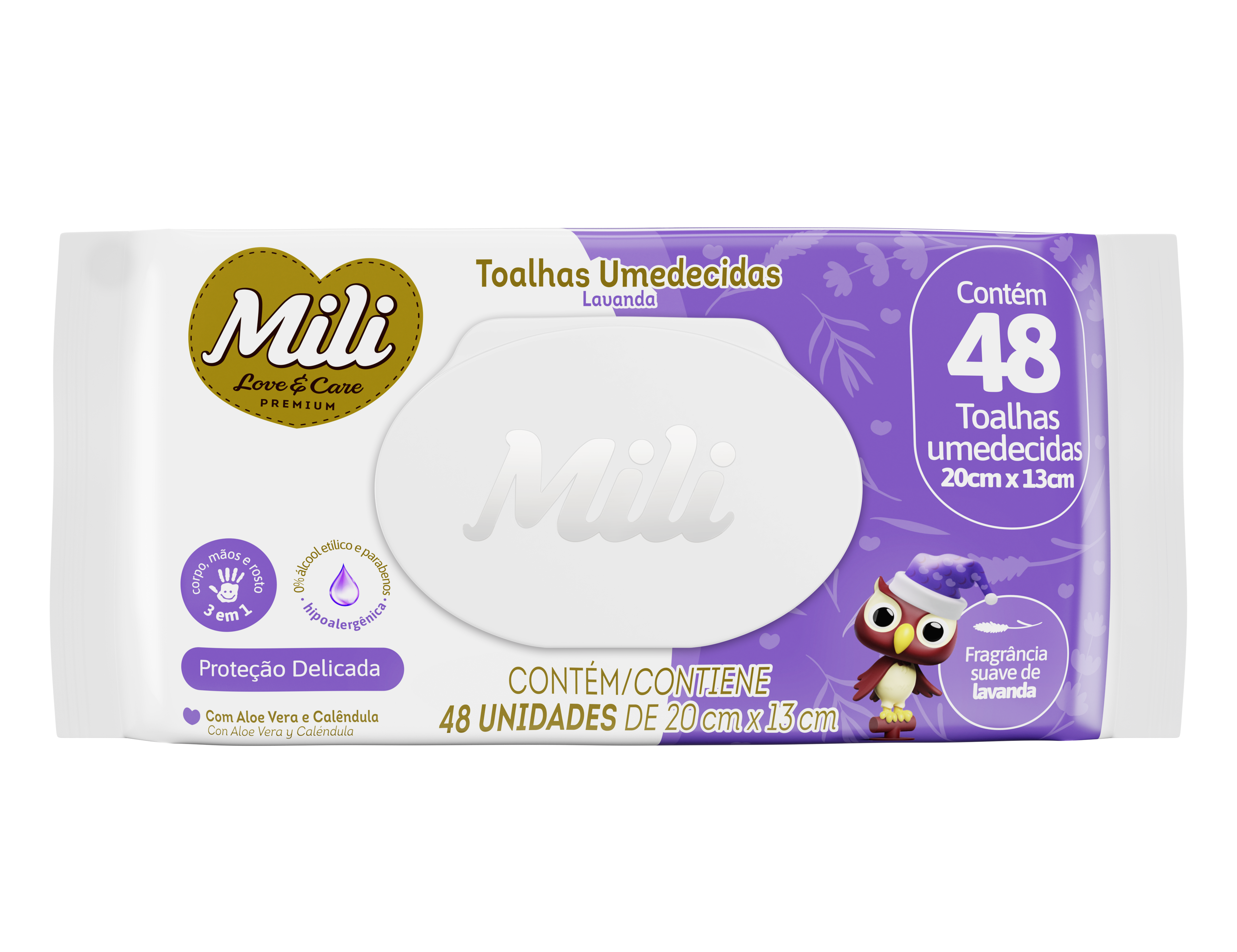 imagem de LENCO UMED MILI LOVE CARE  C48UN LAVANDA