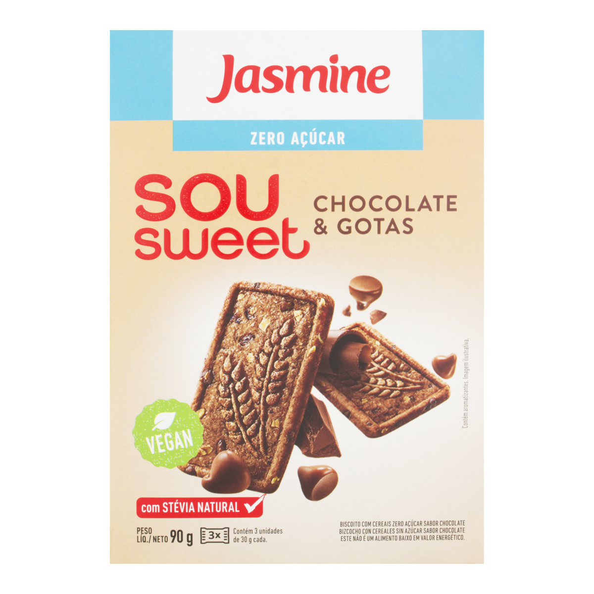 imagem de BISC VEG JASMINE SOU SWEET 75G CHOC GOTAS ZERO ACU
