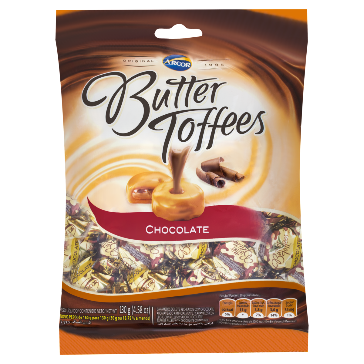 imagem de BALA BUTTER TOFFEES 100G CHOCOLATE