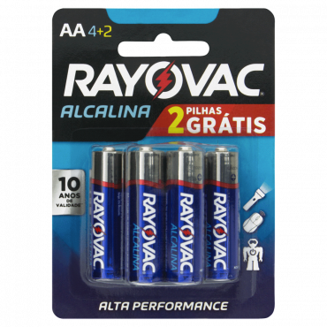 imagem de PILHA RAYOVAC ALCALINA PEQ C/4+2GTS