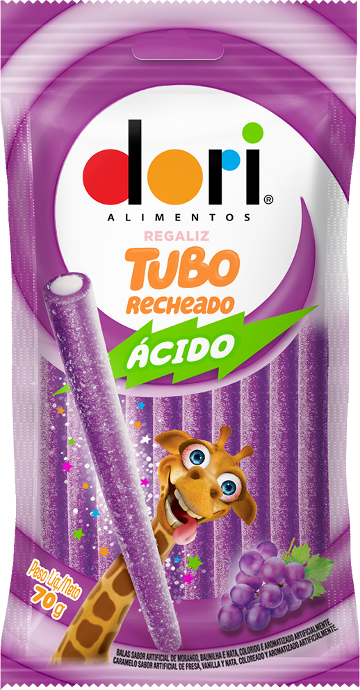 imagem de BALA DORI TUBO RECHEADO ACIDO 70G UVA