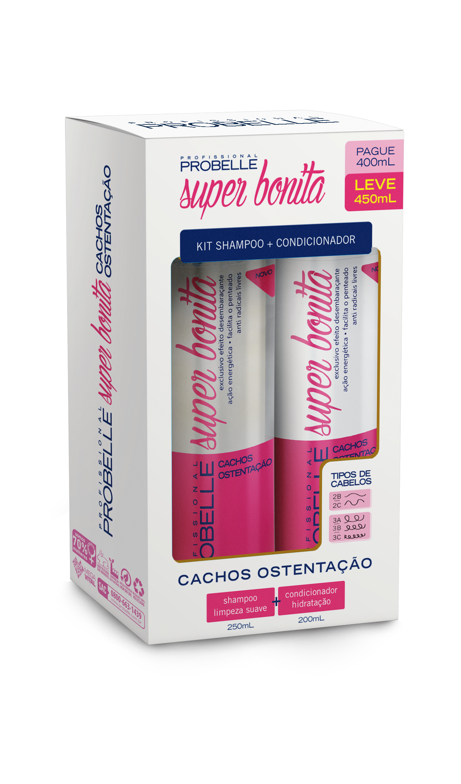 imagem de KIT SUPER BONITA SH 250ML+COND 250ML CACHOS OSTENT