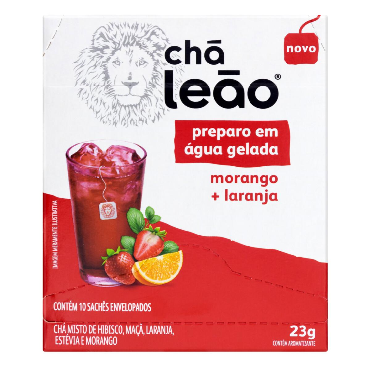 imagem de CHA LEAO 23G GELADO MORANGO+LARANJA