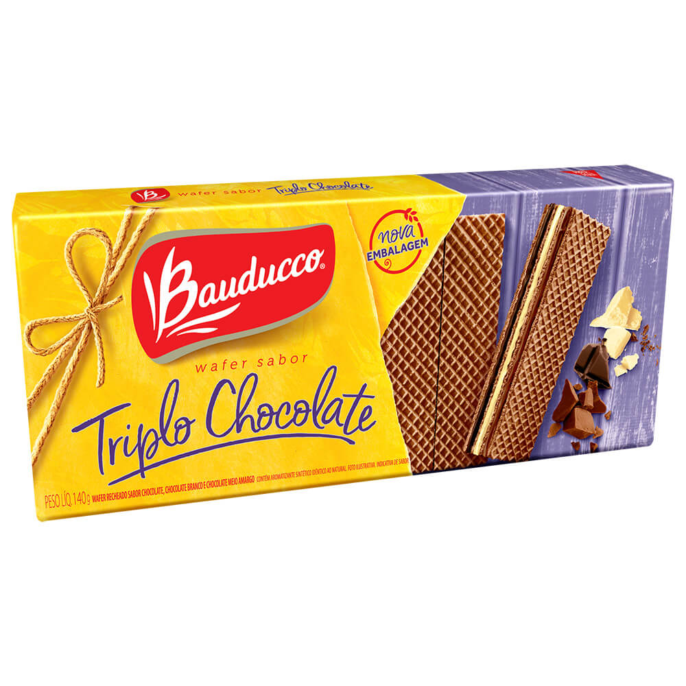 imagem de WAFER BAUDUCCO 140G TRIPLO CHOCOLATE