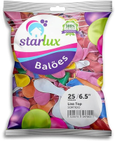 imagem de BALOES STARLUX  N 6,5 LISO SORTIDO C/25UN